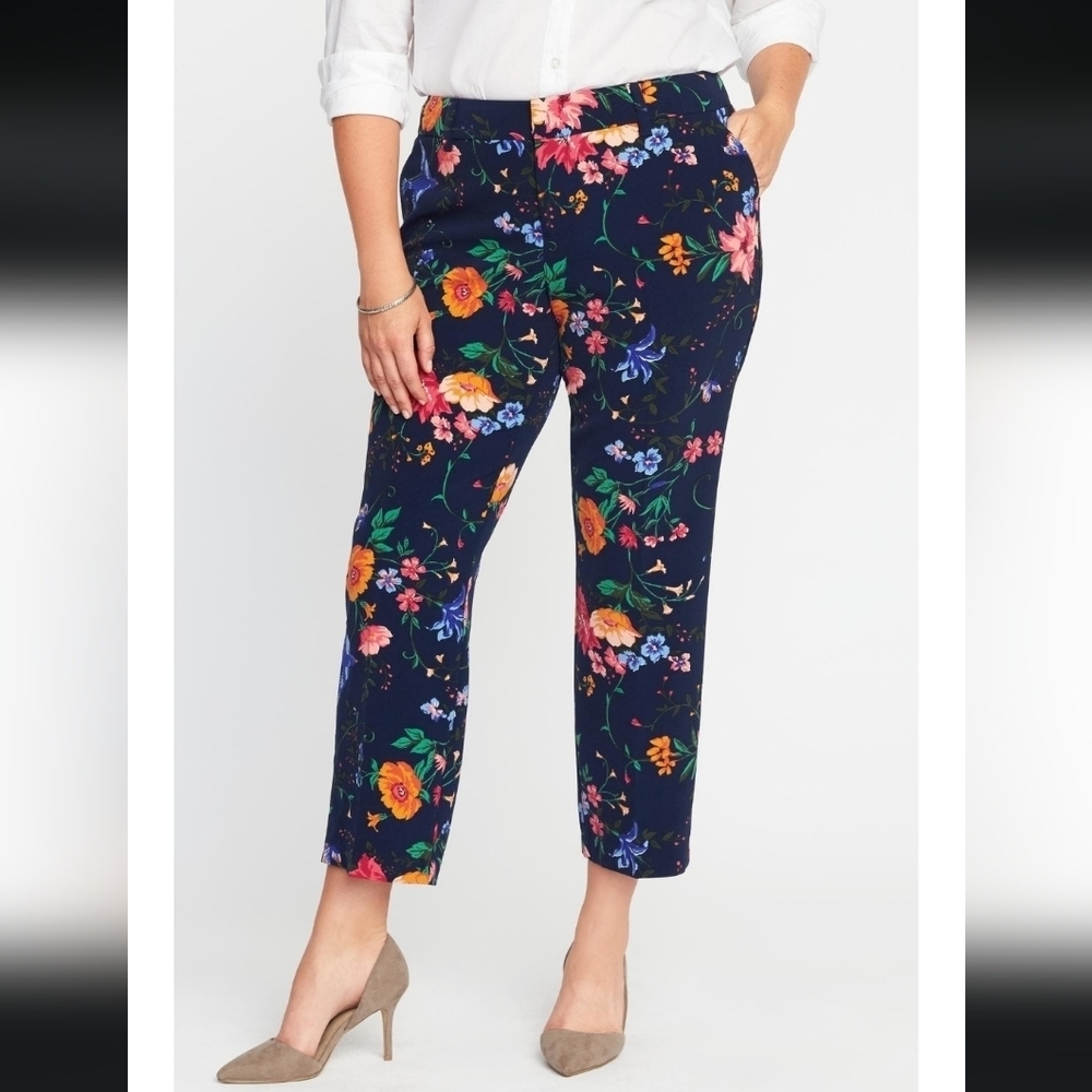 Old Navy Harper Pants Size 6 Navy Floral